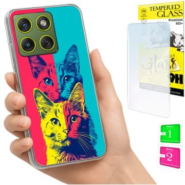 Torba za Motorola Edge 70, foto maska s uzorkom mačke i zaštitno staklo