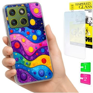 Etui za Motorola Edge 70 maskica foto kućište uzorak valova + staklo