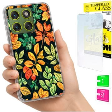 Fotokutija za Motorola Edge 70 s uzorkom lišća na poleđini i staklom