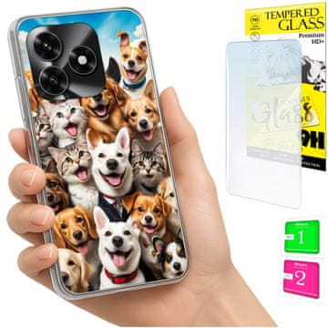 Etui za Honor X5C Plus / X5C 4G fotokorice sa štencima + 9h kaljeno staklo