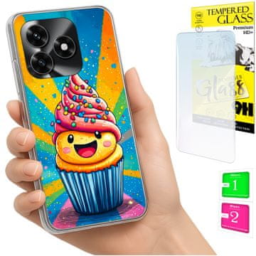 Etui za Honor X5C Plus / X5C 4G obloga foto case plecki cake + staklo 9h