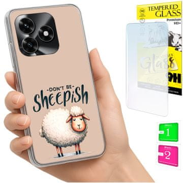 Etui za Honor X5C Plus / X5C 4G, maska foto, plećka, ovčica + staklo 9h