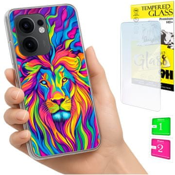 Etui za Oppo Reno 13F 5G / 13 FS 5G, maska s foto leđima i 9h staklom