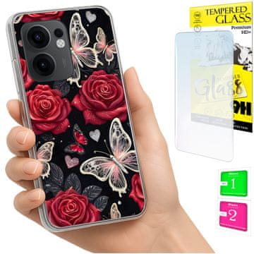 Etui za Oppo Reno 13F 5G / 13 FS 5G foto kućište leptirići + zaštitno staklo 9h