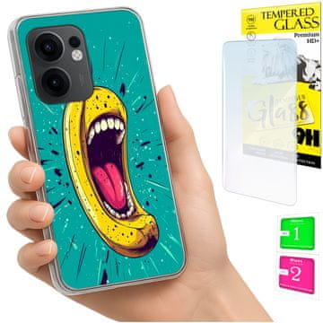 Etui za Oppo Reno 13F 5G / 13 FS 5G foto maskica Banana + staklo