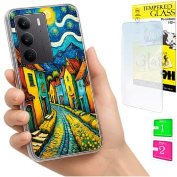 Etui za Realme C75 / 14X 5G, maska s foto otvorom, art stražnja strana i 9h staklo