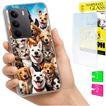 Fotokutija za Realme C75 / 14X 5g, maskica sa psima + staklo 9h