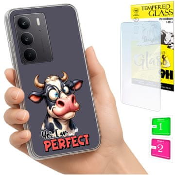 Etui za Realme C75 / 14X 5G maska s motivom slončića i zaštitno staklo 9H