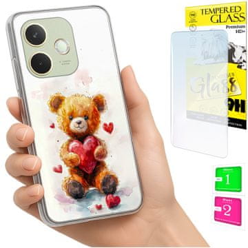 Etui za Oppo A5 Pro, maska foto sa motivom medvjedića i zaštitno staklo 9h