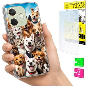 Etui za Oppo A5 Pro, maska foto, pozadina sa psima + staklo 9h