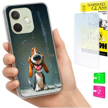 Etui za Oppo A5 Pro, maska foto, stražnja stranica grafika psić + staklo 9h