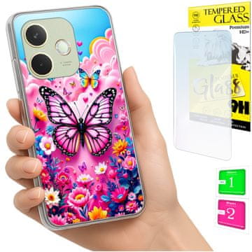 Etui za Oppo A5 pro foto maska pleći grafika leptir + staklo 9h