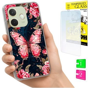 Etui za oppo a5 pro, fotokutija s uzorkom leptira i zaštitno staklo 9h