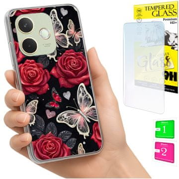 Etui za oppo a5 pro, maska foto, stražnja strana s grafikom leptira + staklo 9h