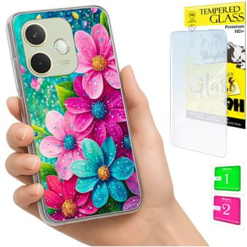 Maskica za Oppo A5 Pro s cvjetnim uzorkom na poleđini + 9H staklo