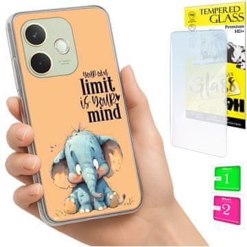 Etui za Oppo A5 Pro fotofutrola s printom slon i staklo 9h