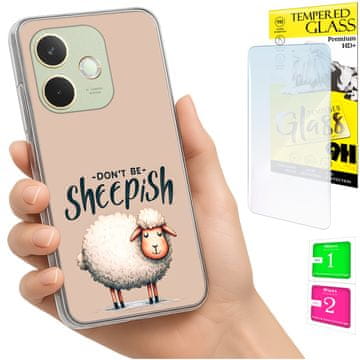 Futrola za Oppo A5 Pro, zaštitna maska s uzorkom ovce, foto plećka + staklo 9h
