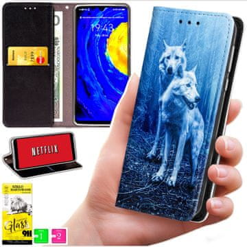 Futrola tipa novčanik za Oppo A5X, maska bluemoondesign s printom + zaštitno staklo 9h