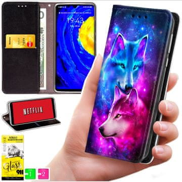 Etui tipa novčanik za Honor Magic8 Lite - pokrov BLUEMOON s otiskom + staklo 9h