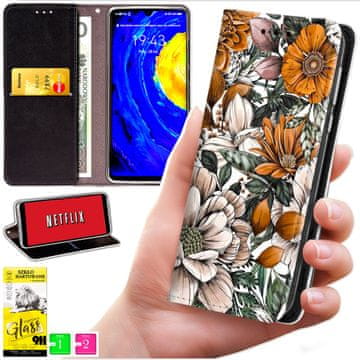 Futrola tipa novčanik za Honor X7d / 400 Smart - maska BLUEMOON s printom + staklo 9h
