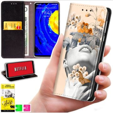 Futrola tipa novčanik za Oppo A5X - Zaštitna maska BLUEMOON s uzorkom + zaštitno staklo 9h