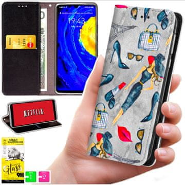 Futrola tipa novčanik za Realme Note 70T - maska Bluemoon s uzorkom i staklo 9h