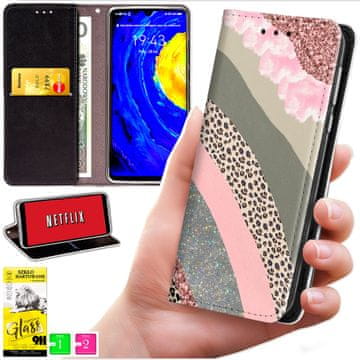 Futrola tipa novčanik za Oppo A40 / A40m / A60 5G - Bluemoon maska s uzorkom + staklo 9h