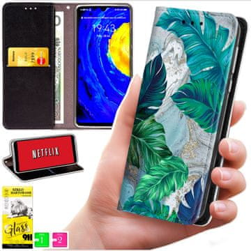 Futrola tipa novčanik za Oppo A40 / A40m / A60 5G - maska Bluemoon s printom + staklo 9h