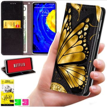 Futrola tipa novčanik za Honor 400 Lite - maska BLUEMOON s uzorkom + staklo 9H