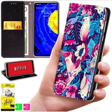 Etui tipa torbica za Motorola Moto E15 / Moto G05 - maska BLUEMOON s printom + staklo 9H