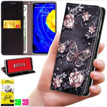 Futrola tipa novčanik za Oppo A40 / A40m / A60 5G - maska bluemoon s printom + staklo 9h