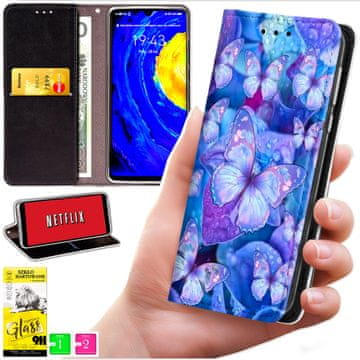 Etui tipa novčanik za Honor 400 Lite - maska BLUEMOON s printom + staklo 9H