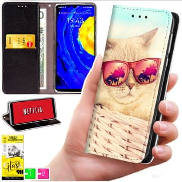 Futrola tipa novčanik za Oppo Reno 14F / 14 FS 5G - maska Bluemoon s uzorkom + staklo 9h