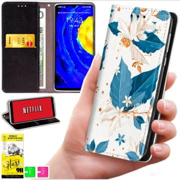 Futrola tipa novčanik za Honor Magic8 Lite – maska bluemoond s uzorkom i staklo 9h