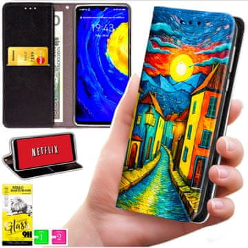 Futrola tipa novčanik za Oppo A40 / A40m / A60 5G - Bluemoon maska s otiskom + zaštitno staklo 9h
