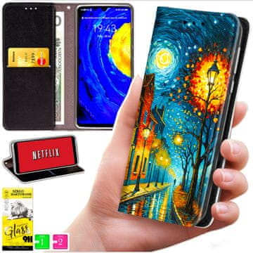 Futrola tipa novčanik za Xiaomi 15t - maska bluemoon sa printom + 9h staklo