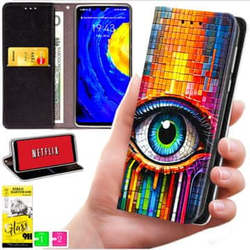 Futrola tipa novčanik za Honor X5C Plus / X5C 4G - maska BLUEMOON s otiskom + staklo 9h