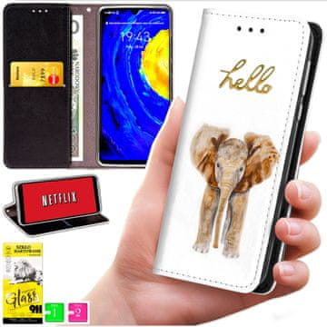 Torbica tipa novčanik za Honor Magic7 Lite - Poklopac BLUEMOON s uzorkom + 9H staklo