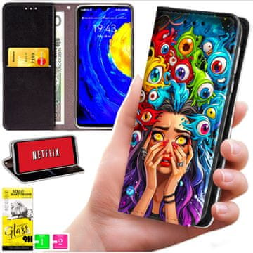 Futrola tipa novčanik za Realme C71 - maska BLUEMOON s printom + zaštitno staklo 9h