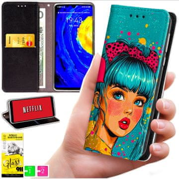 Etui tipa novčanik za Honor X7d / 400 Smart - maska BLUEMOON s otiskom + staklo 9h