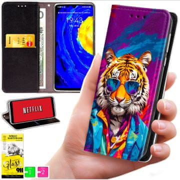 Torbica tipa novčanik za Honor 400 Lite - Maskica BLUEMOON s printom + 9H staklo