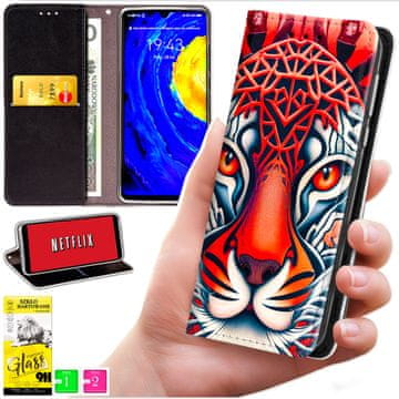 Futrola tipa novčanik za Oppo A5x - Bluemoons zaštitni pokrov, uzorak + 9h zaštitno staklo