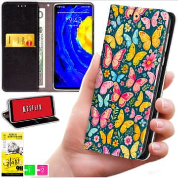 Etui tipa novčanik za Xiaomi Poco X7 Pro 5G - maska bluemon s uzorkom + staklo 9h