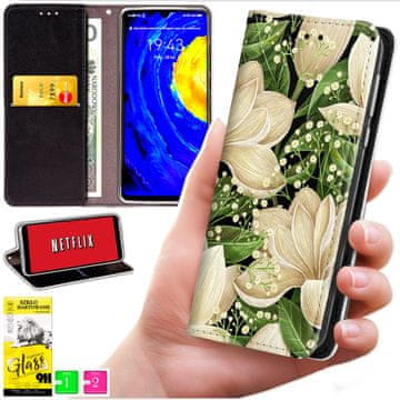 Futrola tipa novčanik za Oppo A5 Pro - maska bluemon s uzorkom + zaštitno staklo 9h