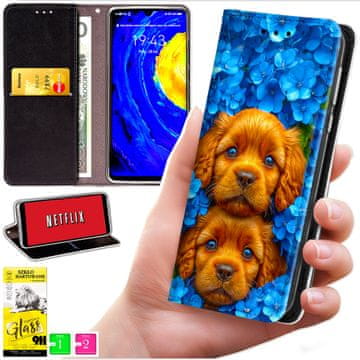 Etui tipa novčanik za Honor X7d / 400 Smart - maska BLUEMOON s uzorkom + 9H staklo