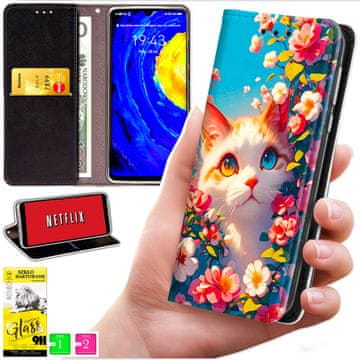 Futrola tipa novčanik za oppo reno 15f / 15f fs, bluemoon nadruk + zaštitno staklo 9h
