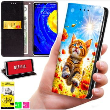 Futrola tipa novčanik za Oppo Reno 13F 5G / 13 FS 5G - maska BLUEMOON tisak + staklo 9H