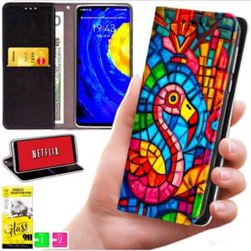 Futrola tipa novčanik za Honor Magic8 Lite - maska bluemoon s otiskom + zaštitno staklo 9h