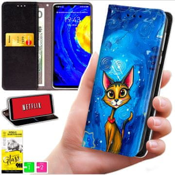 Torbica tipa novčanik za Honor Magic7 Lite - Poklopac BLUEMOON s otiskom + STAKLO 9H