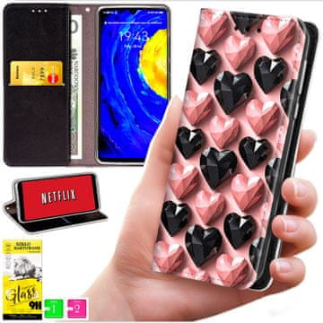 Futrola tipa novčanik za Oppo A5 Pro - maska bluemon s uzorkom + zaštitno staklo 9h